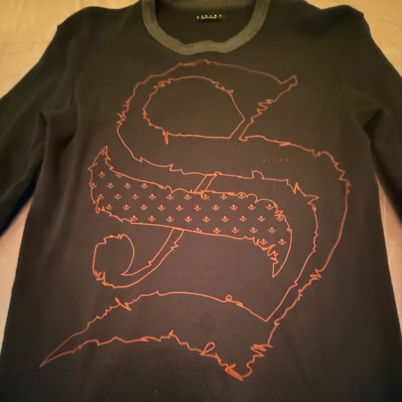 Sisley Black/Red Logo front Long Sleeve Top Size Large MSRP $195 - Picture 2 of 9